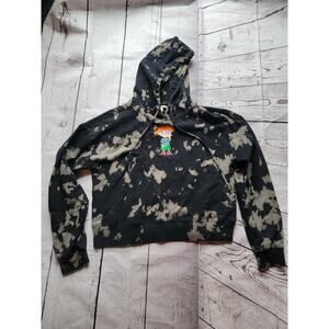 Nickelodeon Rugrats Patch Chuckie Hoodie Women's M Bleach Wash New Official